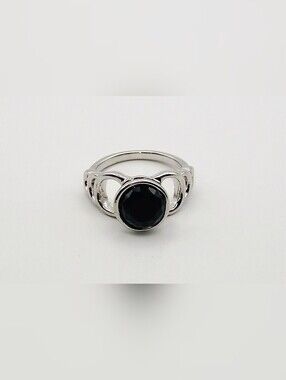 Silver Black Stone Women's Ring US Size 6